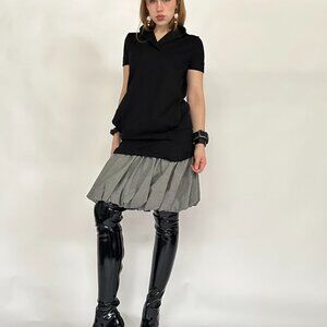 Jil Sander 2011 black short sleeve bubble hem tunic
